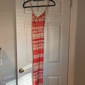 Anthropologie Deletta Orange and Cream Maxi Dress M